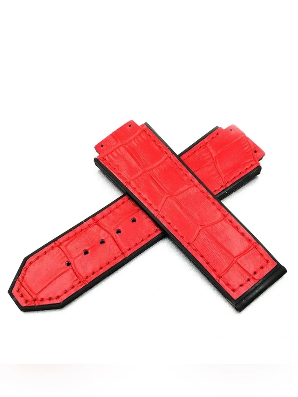 ✅Rubber Alligator  Grain  Leather Watch Band  For HUBLOT Watches SIZE 25MM